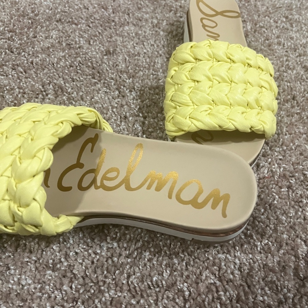 Sam Edelman Ainslie Yellow Flat Slide Sandals - Picture 4 of 5
